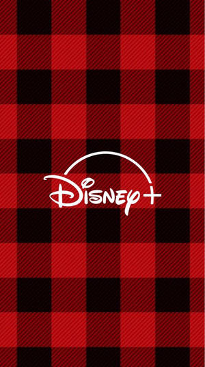 紅色和黑色格紋背景上的Disney+標誌 — 迪士尼桌布 壁紙