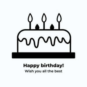 帶有三根蠟燭和生日祝福文字的生日蛋糕圖標。 — iPad 壁紙