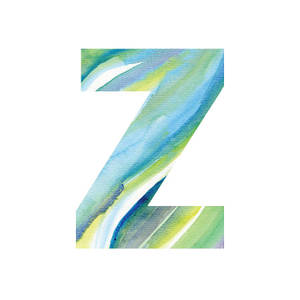 帶有藍色、綠色和白色筆觸的水彩字母Z。 — 字母 Z 壁紙