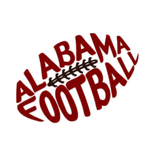 Alabama Football 標誌，以紅黑風格化文字呈現足球形狀。 — 阿拉巴馬 壁紙