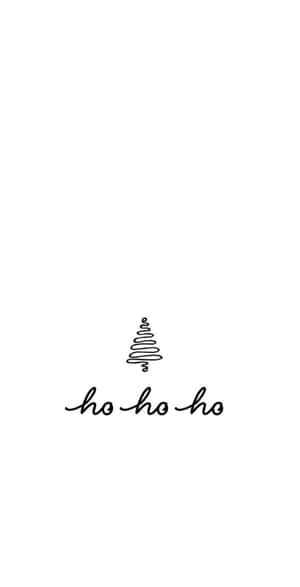 白色背景上帶有 ho ho ho 文字的黑色線條聖誕樹。 — 乾淨 壁紙