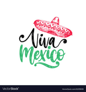 Viva Mexico 短語，附有手繪風格的紅色闊邊帽插圖。 — 榮耀Magic V Flip 2 壁紙