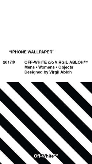 Off-White 品牌壁紙，帶有黑色斜紋和文字。 — 白色 iPhone 壁紙