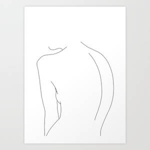 女性背部剪影的抽象極簡線條藝術。 — 界王拳 壁紙