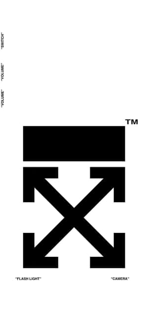 白色背景上帶有箭頭和文字標籤的黑色簡約標誌。 — Pixel 8 壁紙