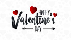 白色背景上帶有紅色心形和箭頭的Happy Valentine's Day訊息。 — Pro Display XDR 壁紙