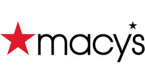 白色背景上帶有紅色星星和黑色文字的 Macy's 零售標誌。 — Off white 標誌 壁紙