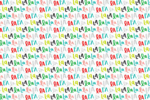 白色背景上 la la la 和 qa fa 的色彩繽紛重複文字圖案。 — 字體排印 壁紙