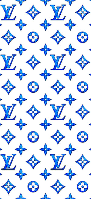 白色背景上的藍色 Louis Vuitton 字母圖案 — Galaxy A54 壁紙