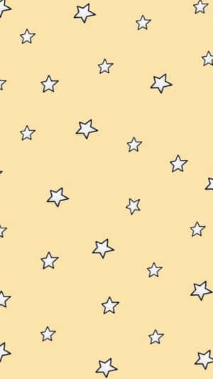 黃色背景帶有白色輪廓星星圖案 — 星星 壁紙