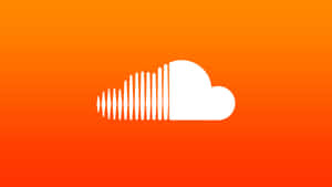 白色雲朵標誌，帶有聲波設計，背景為橙色漸變。 — Soundcloud 壁紙