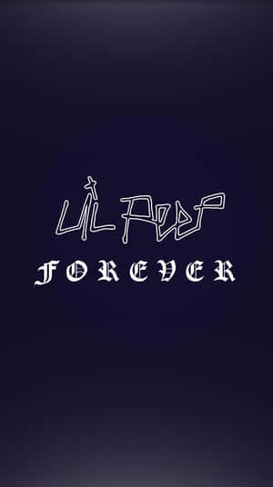 深藍色漸變背景上的白色Lil Peep Forever文字標誌 — 國殤紀念日 壁紙