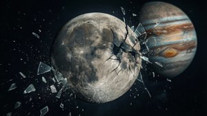 太空中破碎的月球與碎片及行星 — 太空 壁紙