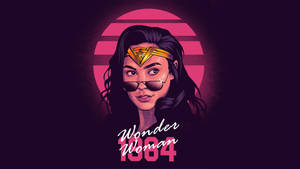 神力女超人1984戴太陽眼鏡，粉紅色太陽爆發背景。 — 黛安娜王妃 壁紙