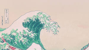 神奈川沖浪裏 綠色動漫風格