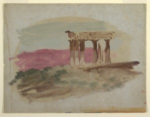弗雷德里克·埃德溫·丘奇創作的多立克神廟遺址，希臘，創作於1869年4月25日至27日，使用畫筆和油彩於紙板。下載這幅藝術作品作為高解析度桌布。 — 建築 壁紙