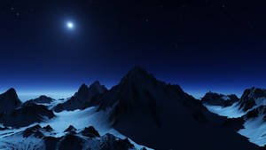 明亮的月亮和星空下的雪山脈 — macOS Mojave 壁紙
