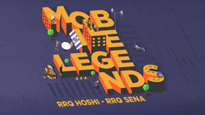 Mobile Legends 遊戲標誌，在紫色街道上有卡通角色。 — 玩家 壁紙