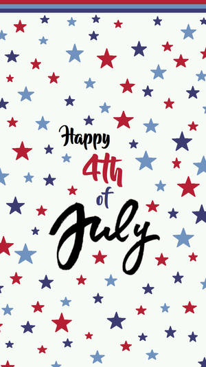 Happy 4th of July 問候，淺色背景上有紅色、藍色和白色的星星。 — 獨立紀念日 壁紙