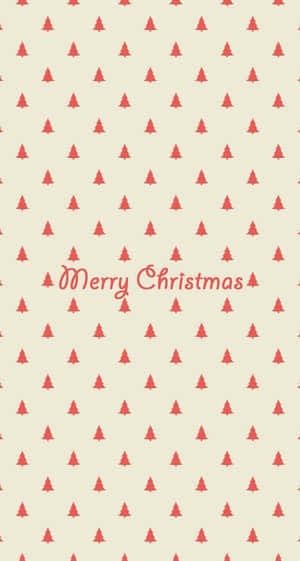 奶油色背景上的紅色聖誕樹和Merry Christmas文字。 — 聖誕節 iPhone 壁紙