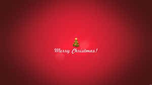 節日紅色背景，上面有一個小型的聖誕樹和Merry Christmas文字。 — 簡約聖誕 壁紙