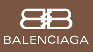 Balenciaga標誌，帶有交織的B和品牌名稱，白色字樣位於棕色背景上。 — 巴黎世家 壁紙