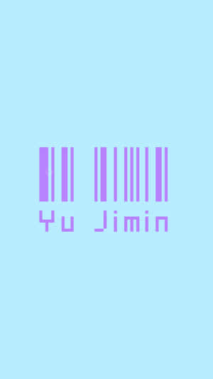 淺藍色背景上的紫色條碼和文字 Yu Jimin。 — 低對比 壁紙