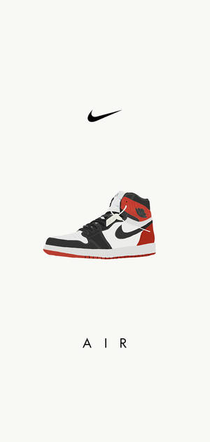 簡潔背景上黑紅白設計的Nike Air Jordan 1運動鞋。 — iPhone 11 壁紙
