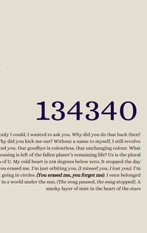 米色背景上深紫色粗體數字134340，下方有詩意文字。 — Nubia Flip2 壁紙