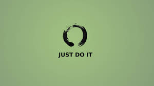 綠色背景，帶有黑色筆觸圓圈和下方文字 'JUST DO IT'。 — 就去做吧 壁紙