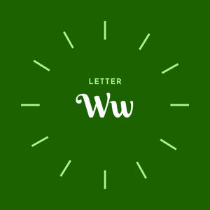 綠色背景，白色字母 Wu 和淺綠色小時標記。 — 時鐘 壁紙