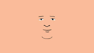 一個簡單線條繪畫的微笑臉孔在蜜桃色背景上。 — 巴比·希爾 壁紙
