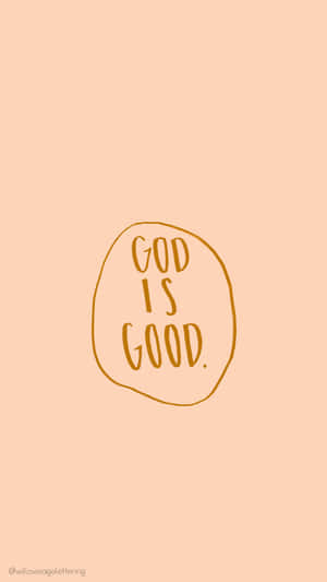 手寫短語 god is good 在蜜桃色背景上的圓圈內。 — 可愛 壁紙