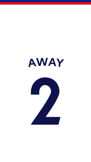 白色運動球衣上的海軍藍色 'AWAY' 和數字 '2'，帶有紅色和藍色條紋。 — 酷炫圖案 壁紙