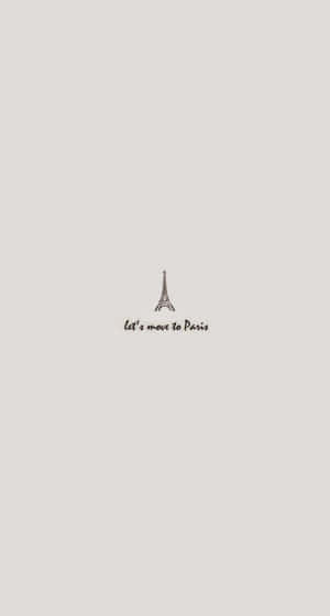 米色背景上的艾菲爾鐵塔草圖和文字「Letting move to Paris」 — 極簡 iPhone 壁紙