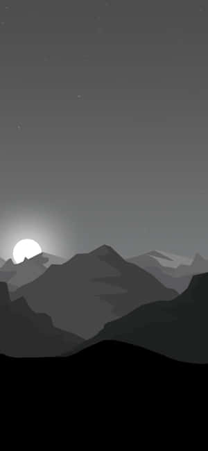 月亮從山脈剪影後升起，星空下。 — iPhone 17e 壁紙