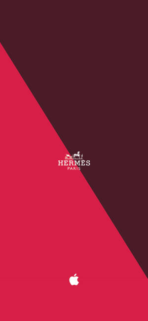 紅色和酒紅色對角桌布，帶有 Hermès 和 Apple 標誌。 — 1290x2796 壁紙