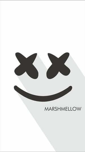 黑色簡約笑臉，眼睛為X形，帶有長長的陰影，標記為 marshmellow。 — 鬼滅之刃面具 壁紙