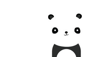 簡約黑白卡通熊貓臉，圓眼睛，微笑。