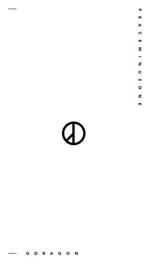 黑色和平符號標誌，在白色背景上帶有 'PEACEMINUSONE' 和 'GDRAGON' 文字。 — Peaceminusone 壁紙