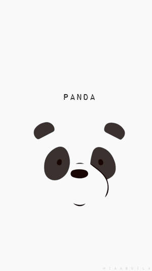 簡單黑白熊貓臉插圖，上方有「panda」字樣。 — 簡約 壁紙