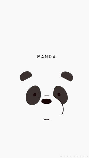 簡單黑白熊貓臉部插圖，上方有「panda」字樣。 — 可愛熊貓 壁紙