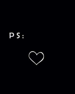 PS 後接白色輪廓心形，位於黑色背景上 — 黑色愛心 GIF 壁紙