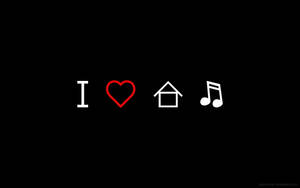 黑色背景上的 I heart house music 圖示集 — 美學音樂 壁紙