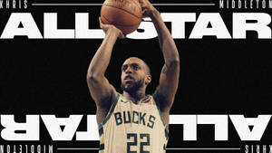 Khris Middleton身穿全明星賽球衣投籃。 — The Krew 壁紙