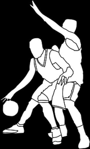 籃球運動員防守運球的剪影