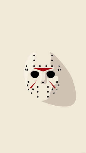 米色背景上帶有黑色圓點和紅色點綴的白色曲棍球面具。 — Marshmello iPhone 壁紙