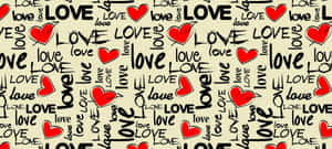 帶有紅色心形和黑色字體「love」的壁紙。 — 天際線 壁紙