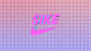 霓虹粉紅色「SIKE」文字和旋風標誌在漸變網格背景上。 — 美學粉色GIF 壁紙