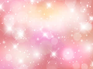 柔和粉紅與蜜桃漸變，帶有閃爍星星與發光散景圓圈。 — 淺粉色調 壁紙